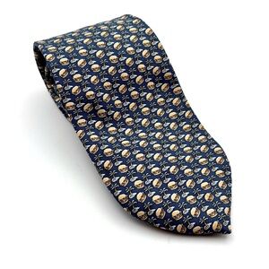 Vineyard Vines 100% SILK Martha’s Vineyard Blue Cream Hamburgers Palms Tie